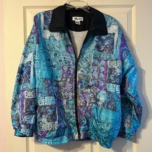 Vintage 1980s Slade Blue Track Jacket Womens Large Windbreaker